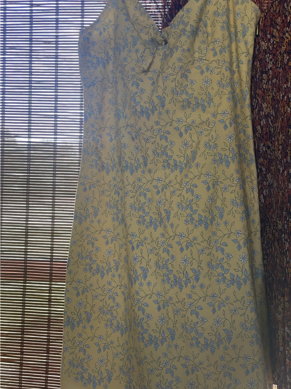 LOFT Yellow Dress with Light Blue Floral Print